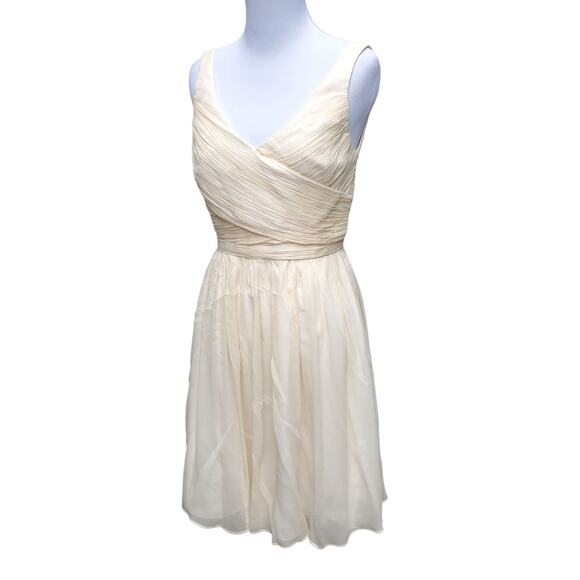 J. Crew Champagne Silk Chiffon Heidi Wedding Party Dress Style 93100 Sz 4 - Picture 6 of 16